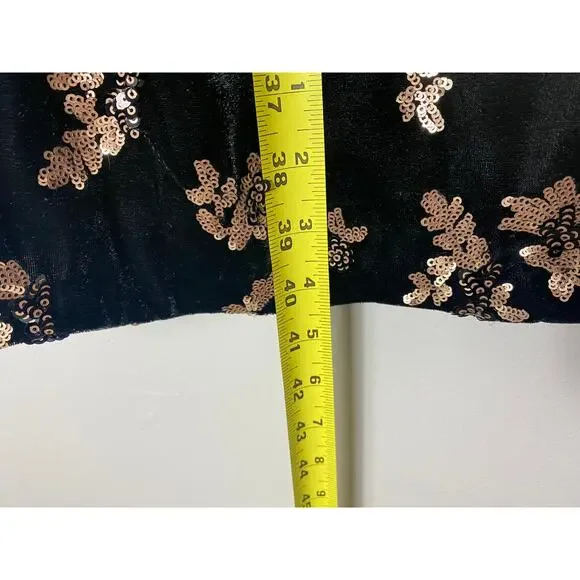 NWT CALVIN KLEIN DRESS BLACK GOLD SEQUINS VELVET COCKTAIL PARTY WEDDING  GUEST